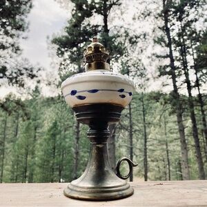 Vintage Ceramic Floral Oil Lamp